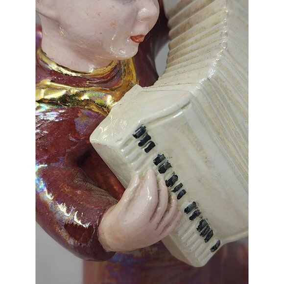 Vintage Holland Mold Ceramic Angel Figurine Playing Accordion‎ Iridescent Glaze - Picture 10 of 13